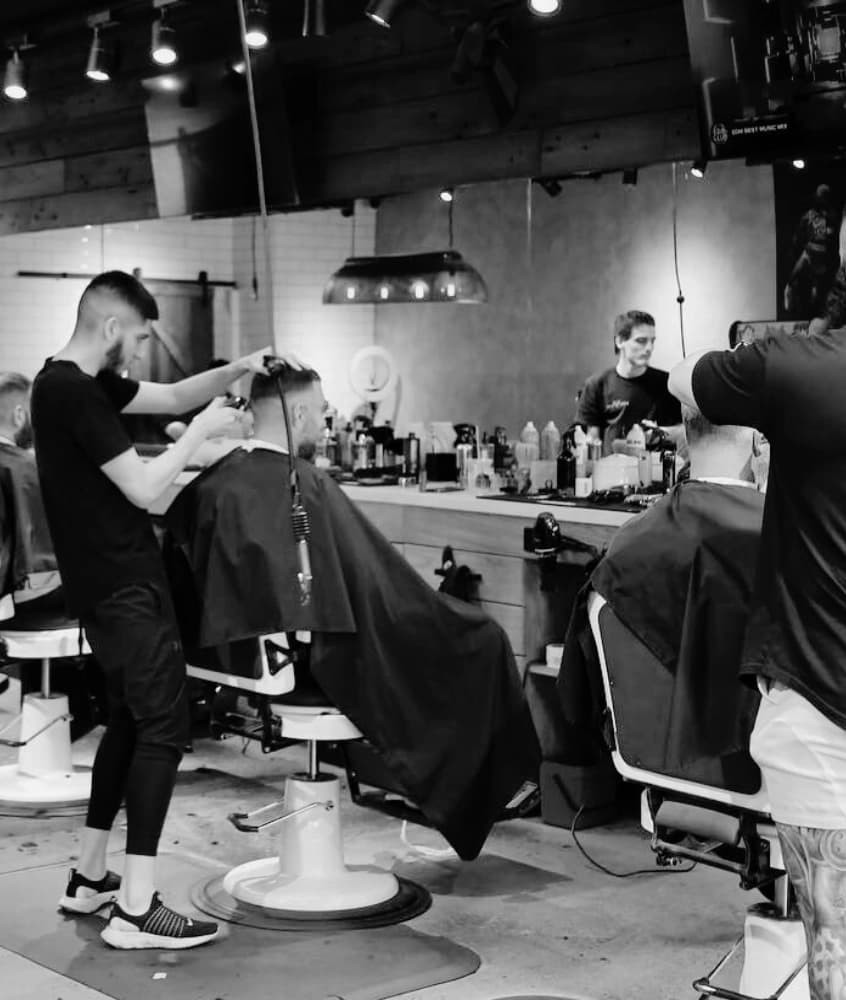 Barber working