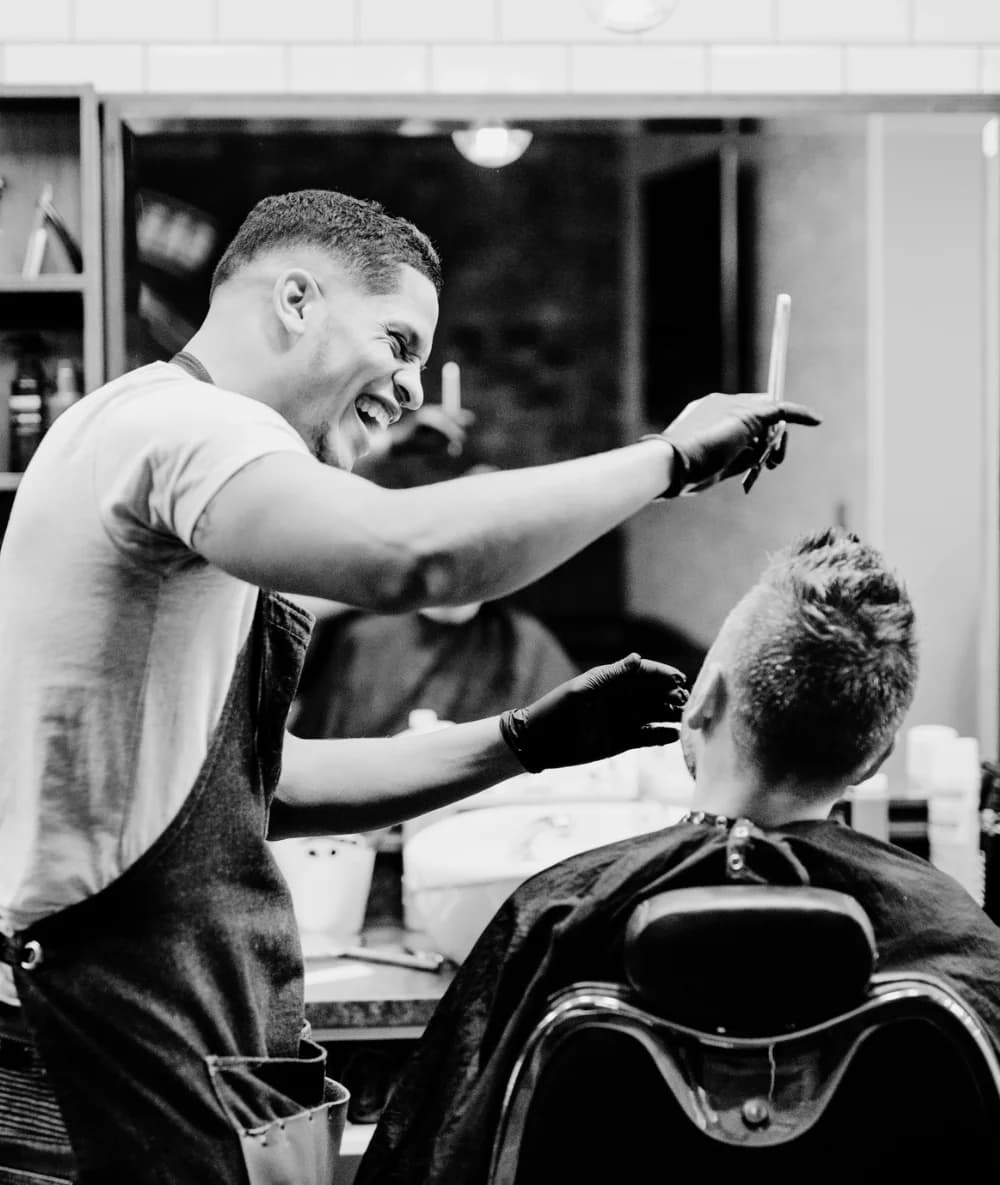 Barber working