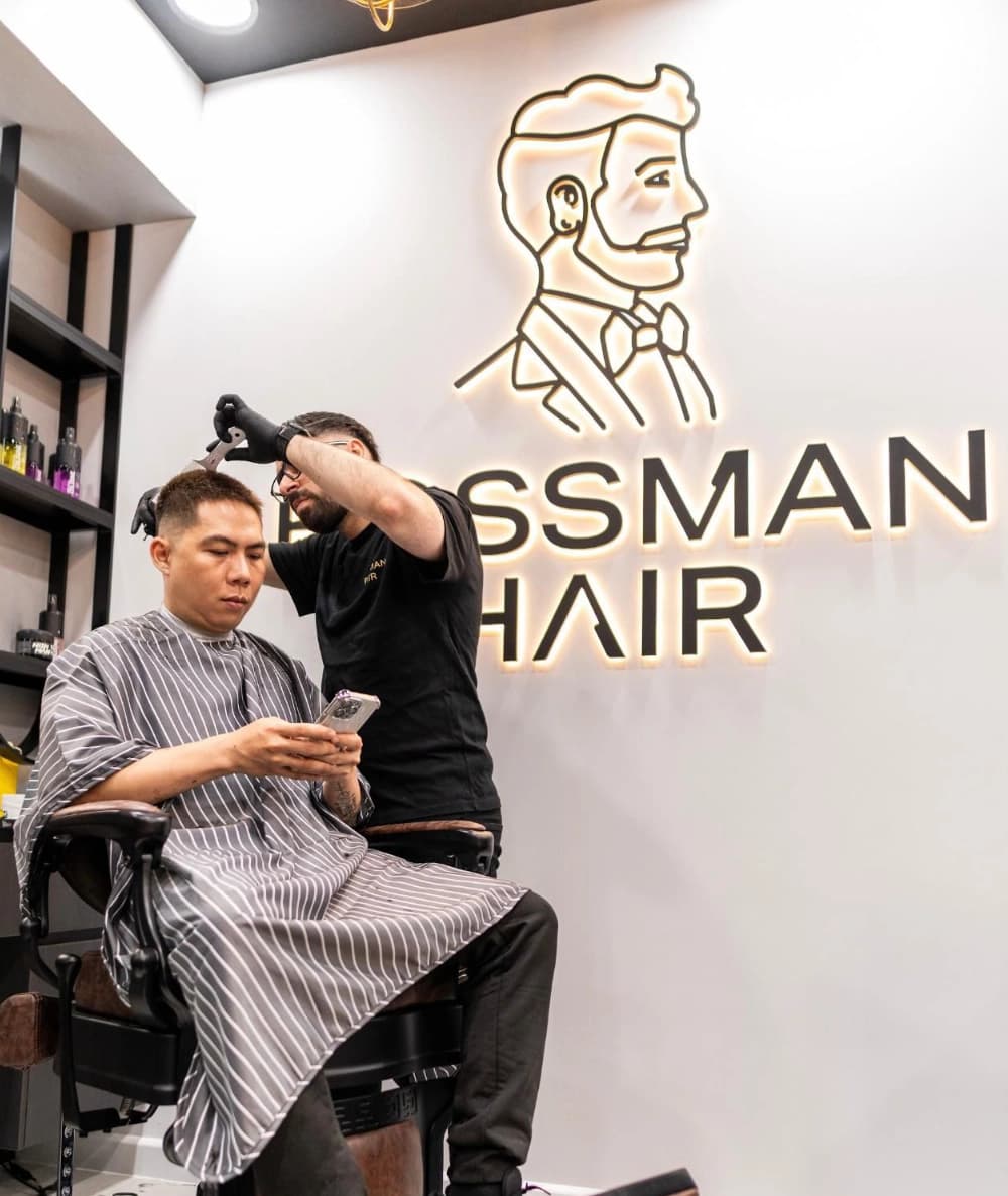 Barber working